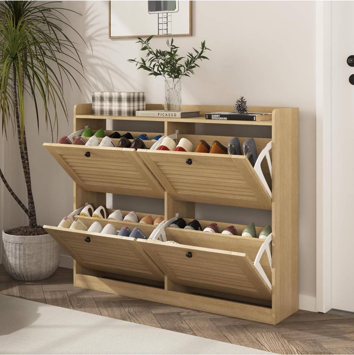 Narrow shoe cabinet Gaomon Large Narrow Storage Cabinet Shoe Rack