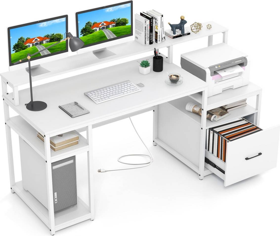 Monitor stand with storage Computer with Monitor Stand and File Drawer Writing Desk