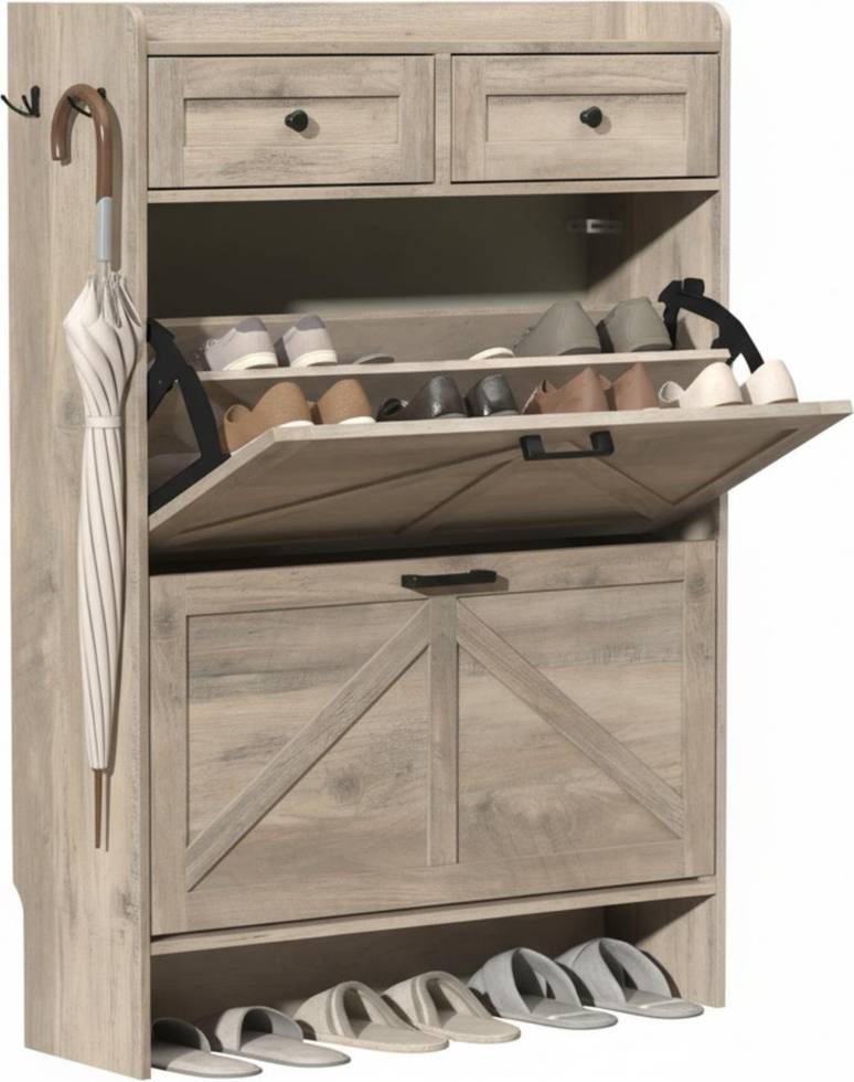 Narrow shoe cabinet YIGII Rustic Farmhouse Narrow Cabinet Shoe Rack