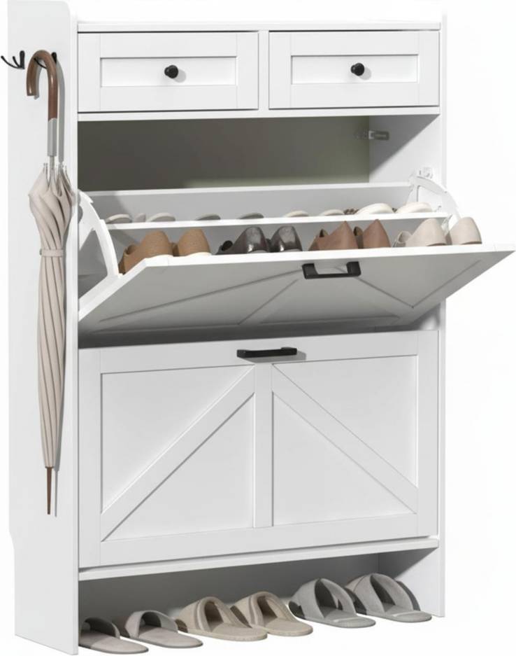 Narrow shoe cabinet YIGII Rustic Farmhouse Narrow Cabinet Shoe Rack
