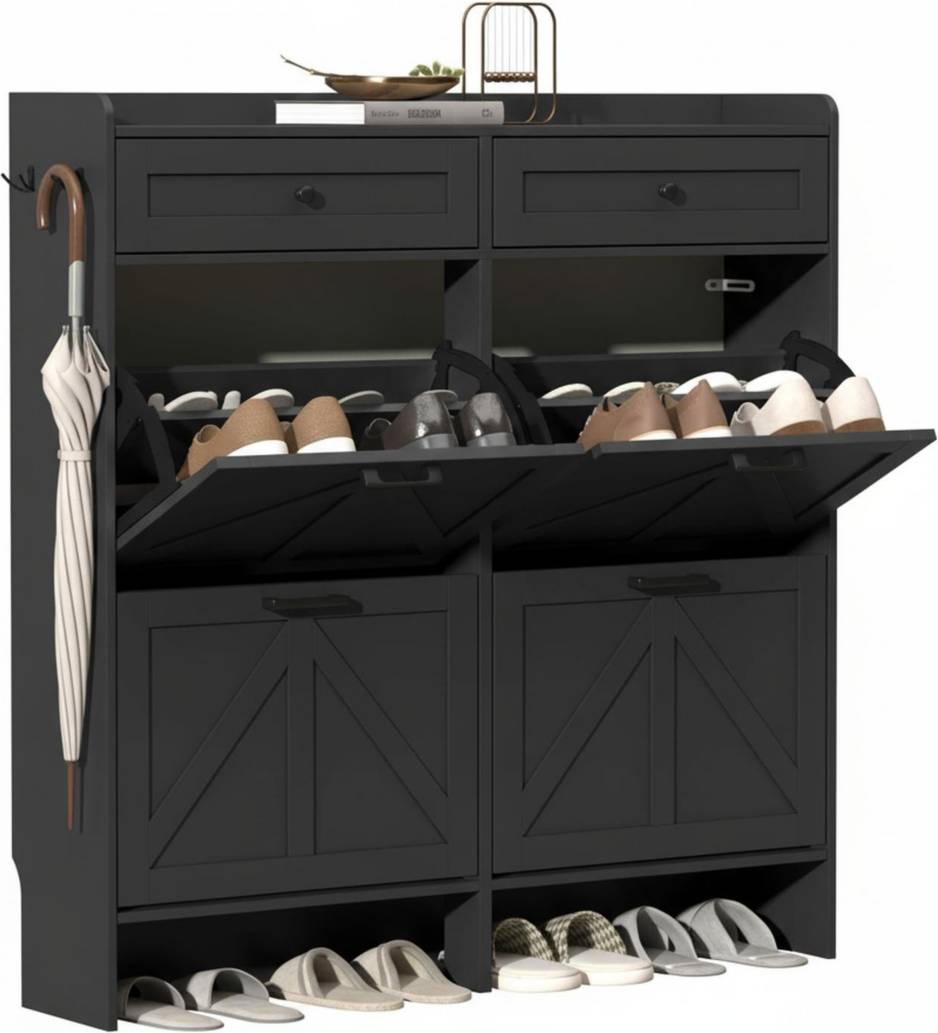Narrow shoe cabinet YIGII Rustic Farmhouse Narrow Cabinet Shoe Rack