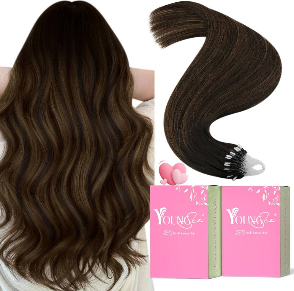 Hair extensions YoungSee Micro Beads Hair Extensions Brown 22 Inch