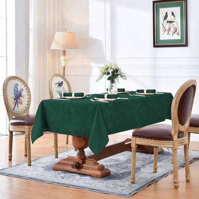 Shein Splash-Proof Jacquard Rectangular Tablecloth Green