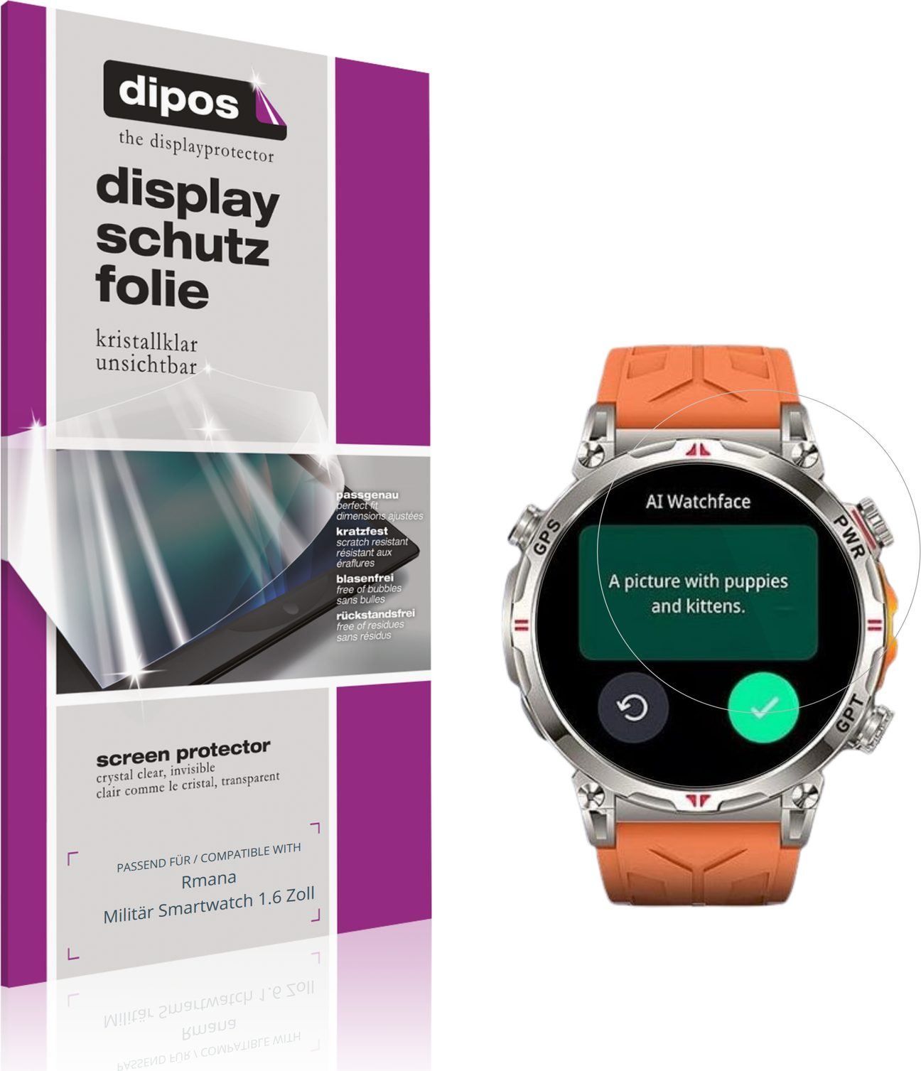 Dipos 6x Screen Protector For Rmana Militär Smartwatch