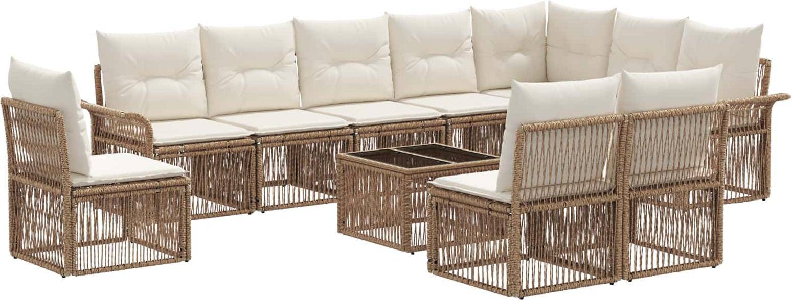 vidaXL Gartensofa Set 11 Pcs Beige Poly-Rattan Lounge-Set