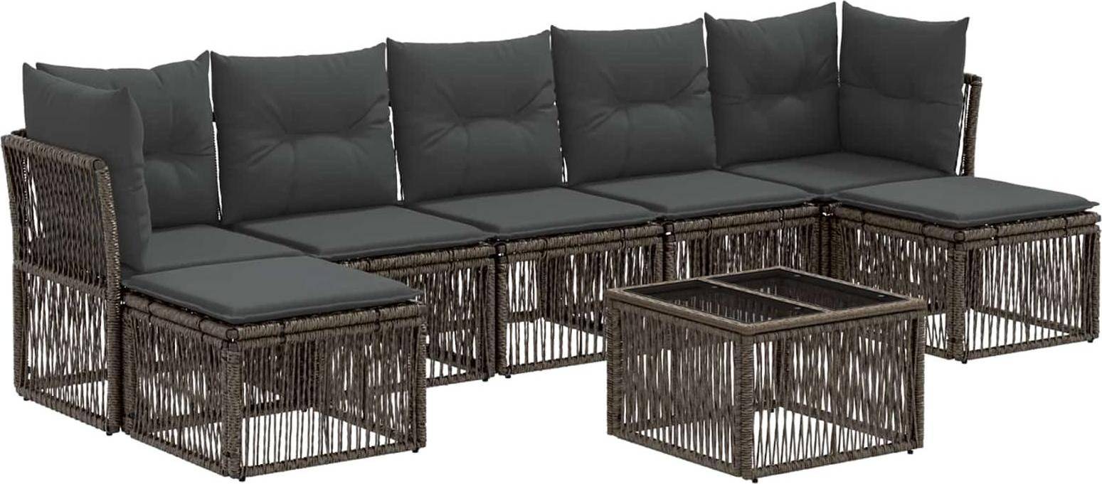 vidaXL Gartensofa Set 8 Pcs Grau Poly-Rattan Lounge-Set