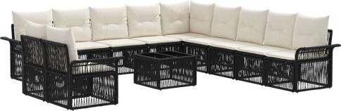 vidaXL Gartensofa Set 12 Pcs Schwarz Poly-Rattan Lounge-Set