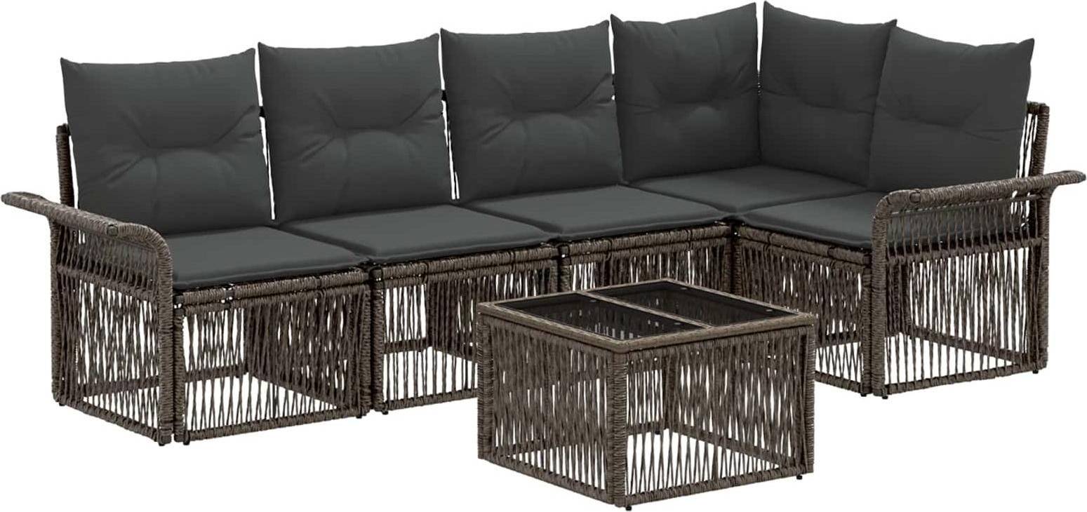vidaXL Gartensofa Set 6 Pcs Grau Poly-Rattan Lounge-Set
