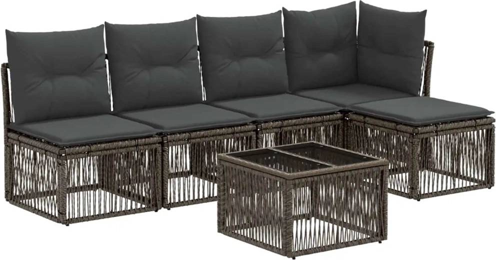 vidaXL Gartensofa Set 6 Pcs Grau Poly-Rattan Lounge-Set