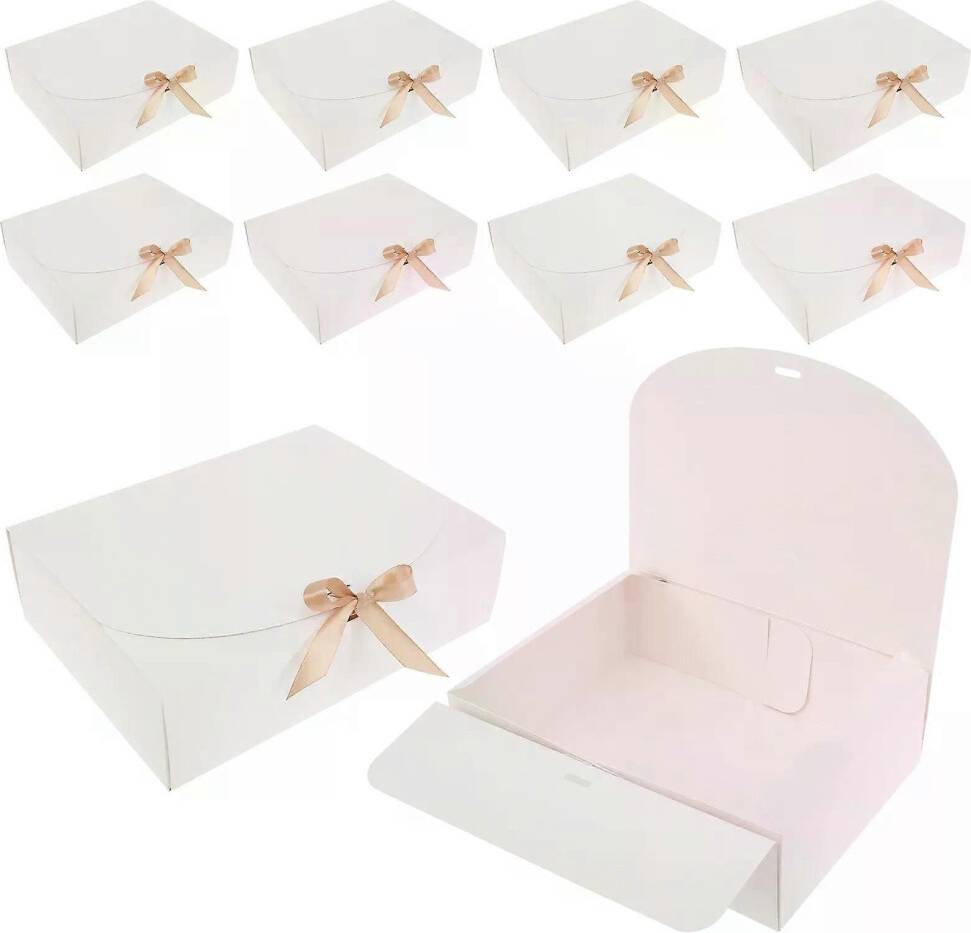 Gift boxes with lids White 10 Pcs Gift Boxes with Lids and Ribbon Paper