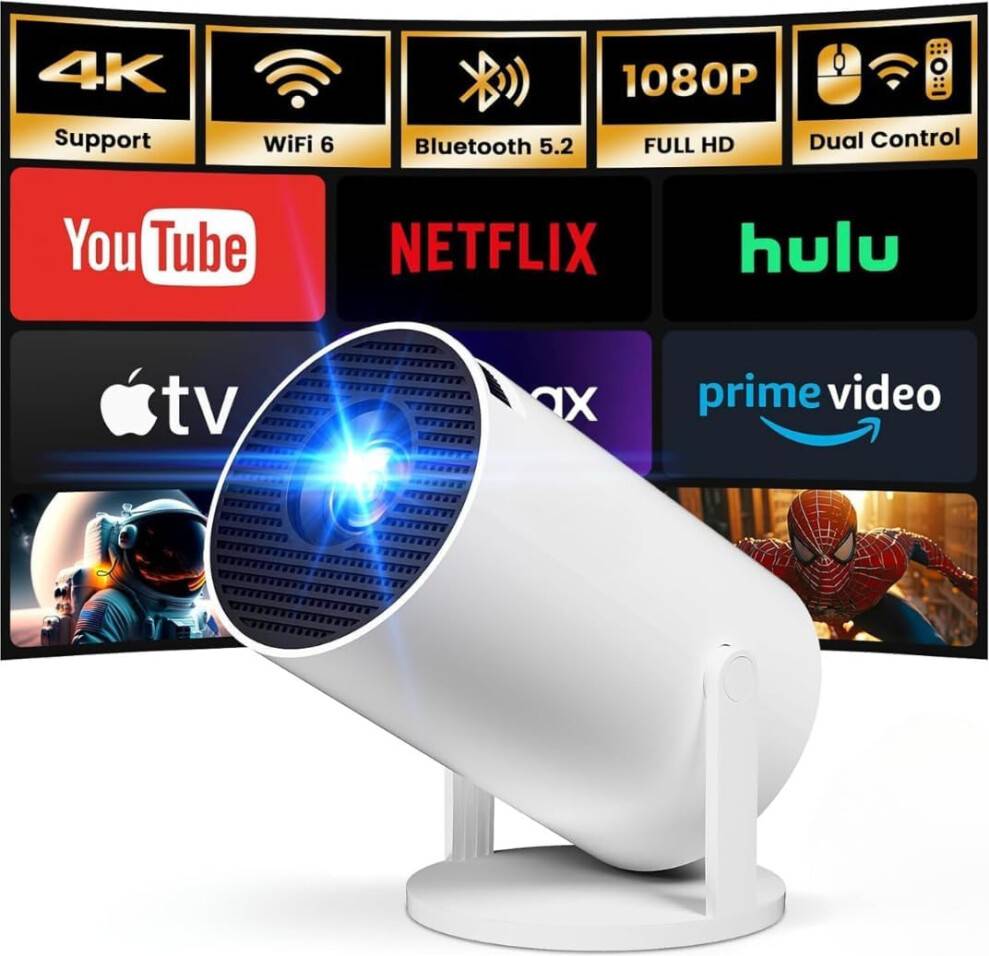 Primex Pro Mini Projector With Wifi 6 Bluetooth 180 Rotatable