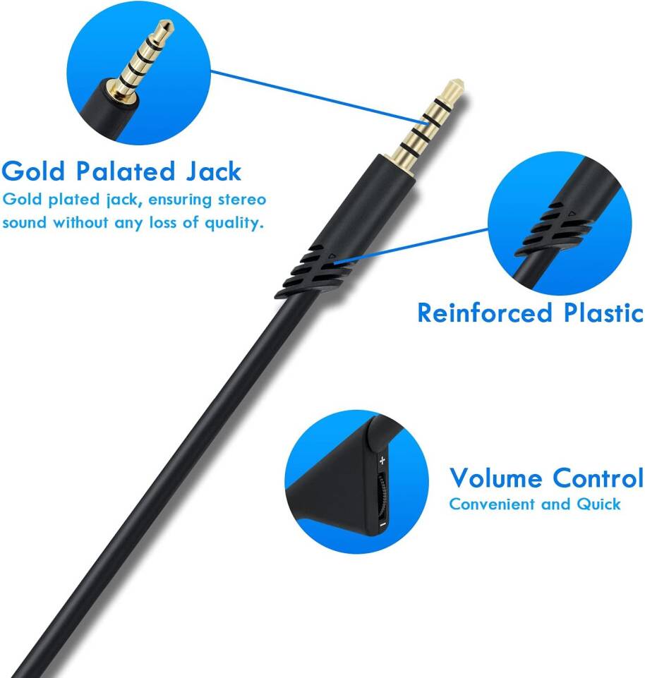 Replacement Audio Aux Cable Cord Volume Control
