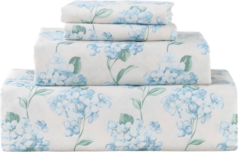 FairField Square Collection Microfiber Extra Deep Set Twin Hydrangea Bed Sheet Blue