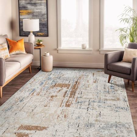 World Rug Gallery Multi-Tonal Abstract Area 6 ft x 9 ft Multicolor