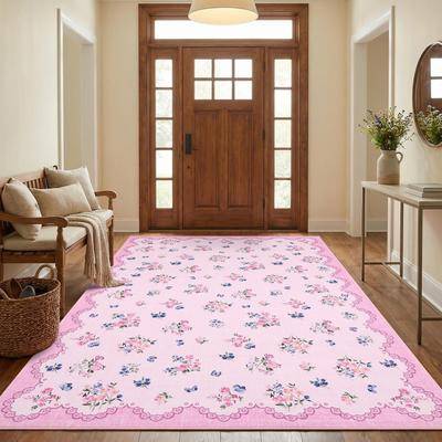 Garvee Lace Edge Floral Area Rug Multicolor