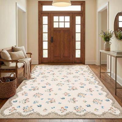Garvee Lace Edge Floral Area Rug Multicolor