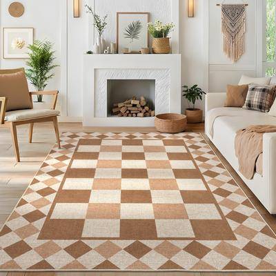 Checkered jute rug Garvee Modern Checkered Diamond Area Rug