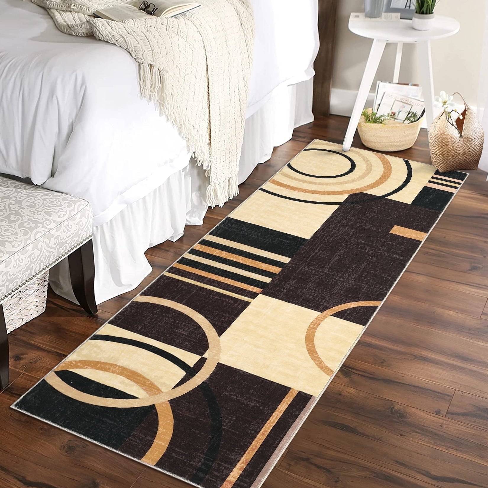 Gaomon 2x8 Modern Geometric Runner Rug Brown