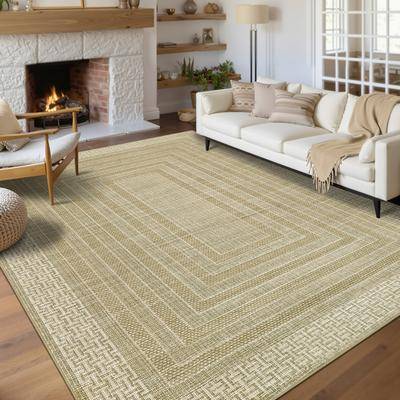 Garvee Linear Echo Geometric Bordered Area Rug