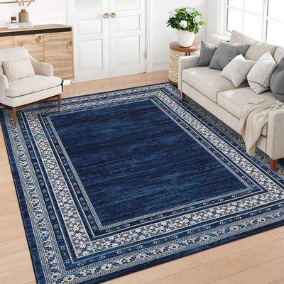 Garvee Vintage Floral Geometric Bordered Area Rug