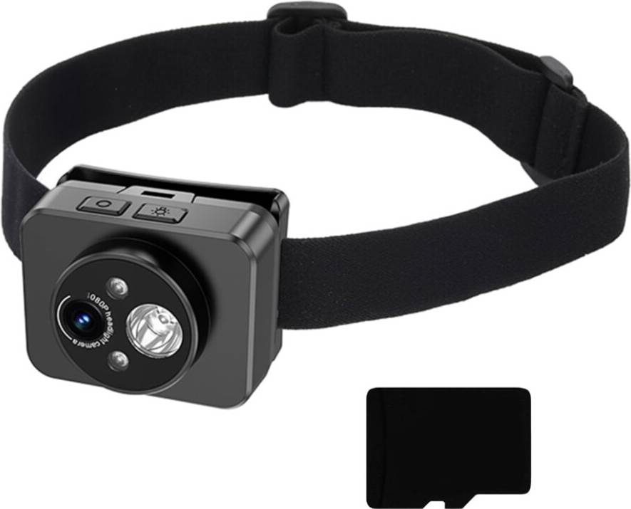 Head-Mounted 1080P Action Camera with 120 Lens & LED Light.