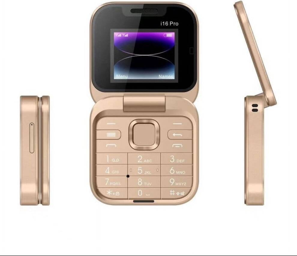 i16pro Flip Phone Dual SIM Large Buttons LED
