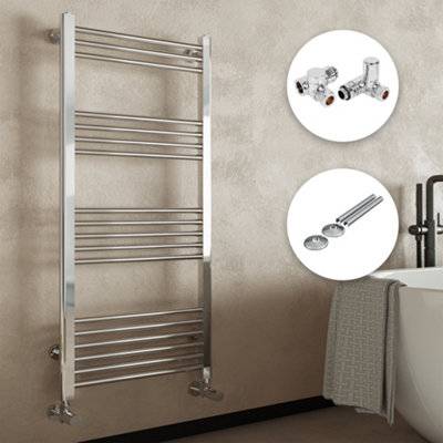 Bubly Chrome Heated Towel Rail Radiator Kit