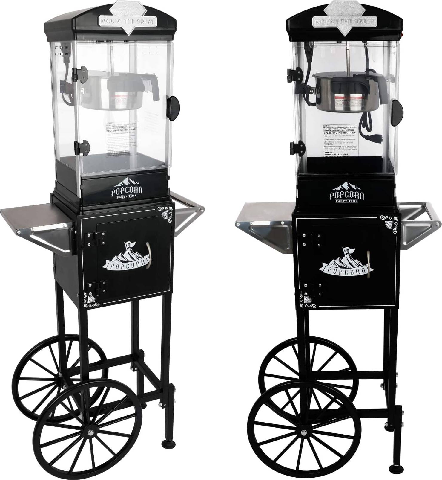 Popcorn cart APRILSOUL Popcorn Machine with Cart Wheels Kettle Measuring