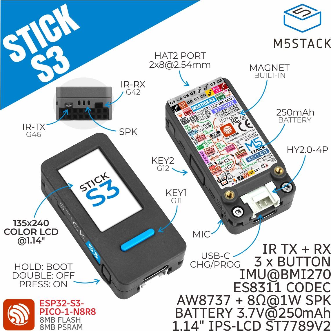 M5Stack ESP32S3 Mini LoT Ontwikkelkit