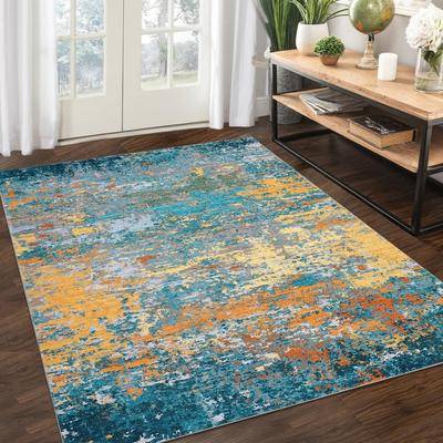Garvee Modern Abstract Distressed Area Rug Multicolor