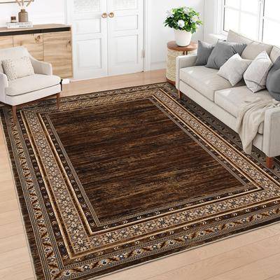 Garvee Vintage Floral Geometric Bordered Area Rug