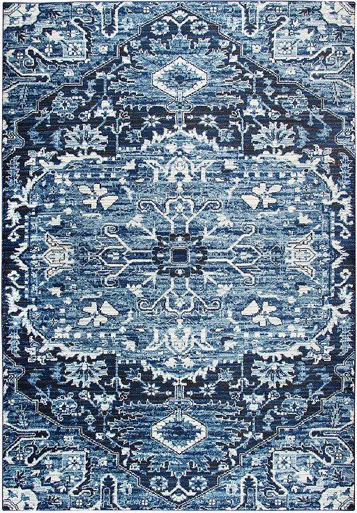 Alora Decor Swagger Ivory Black Medallion Rug Blue