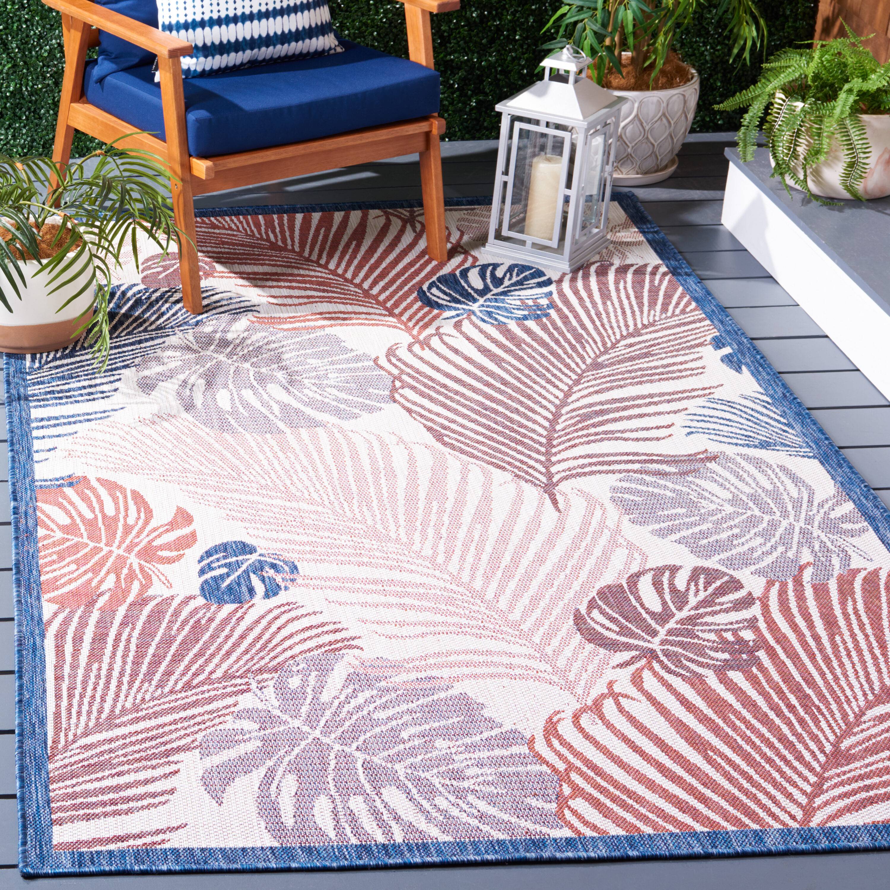 Safavieh Courtyard 5 x 8 Loomed Polypropylene Rust Rectangular Area Rug Beige