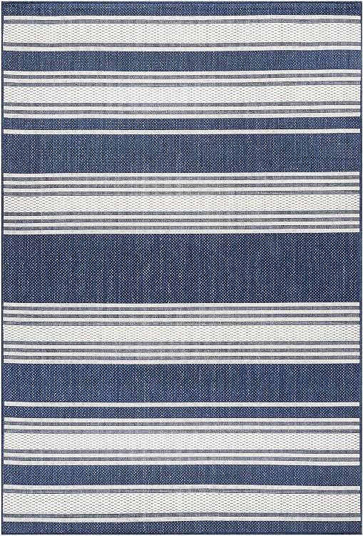 Polypropylene outdoor rugs Rugs Usa Romy Striped Indoor Outdoor Area Rug Blue