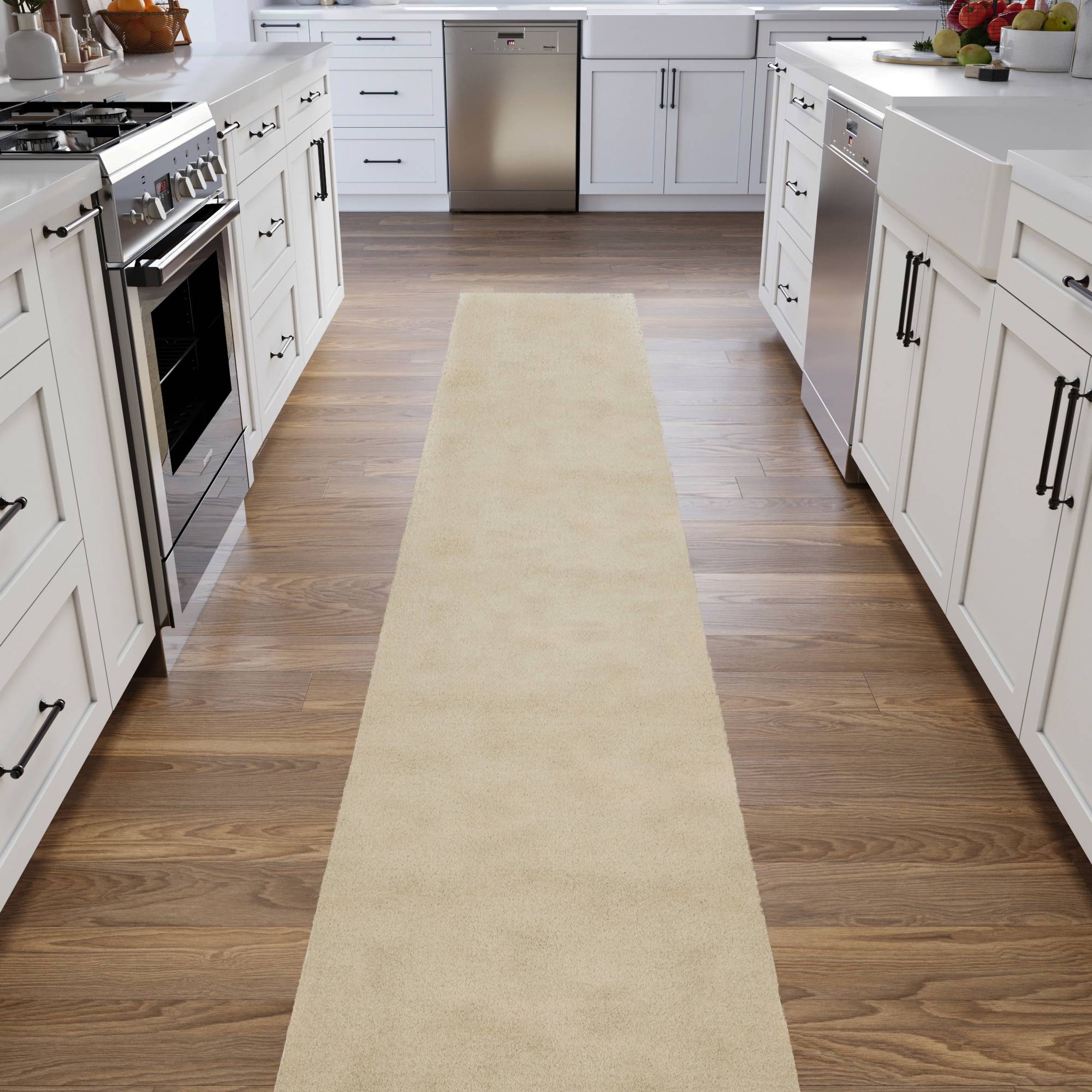 Ottomanson Plush Runner Rug 1 11.6 x 7 Rectangular Beige