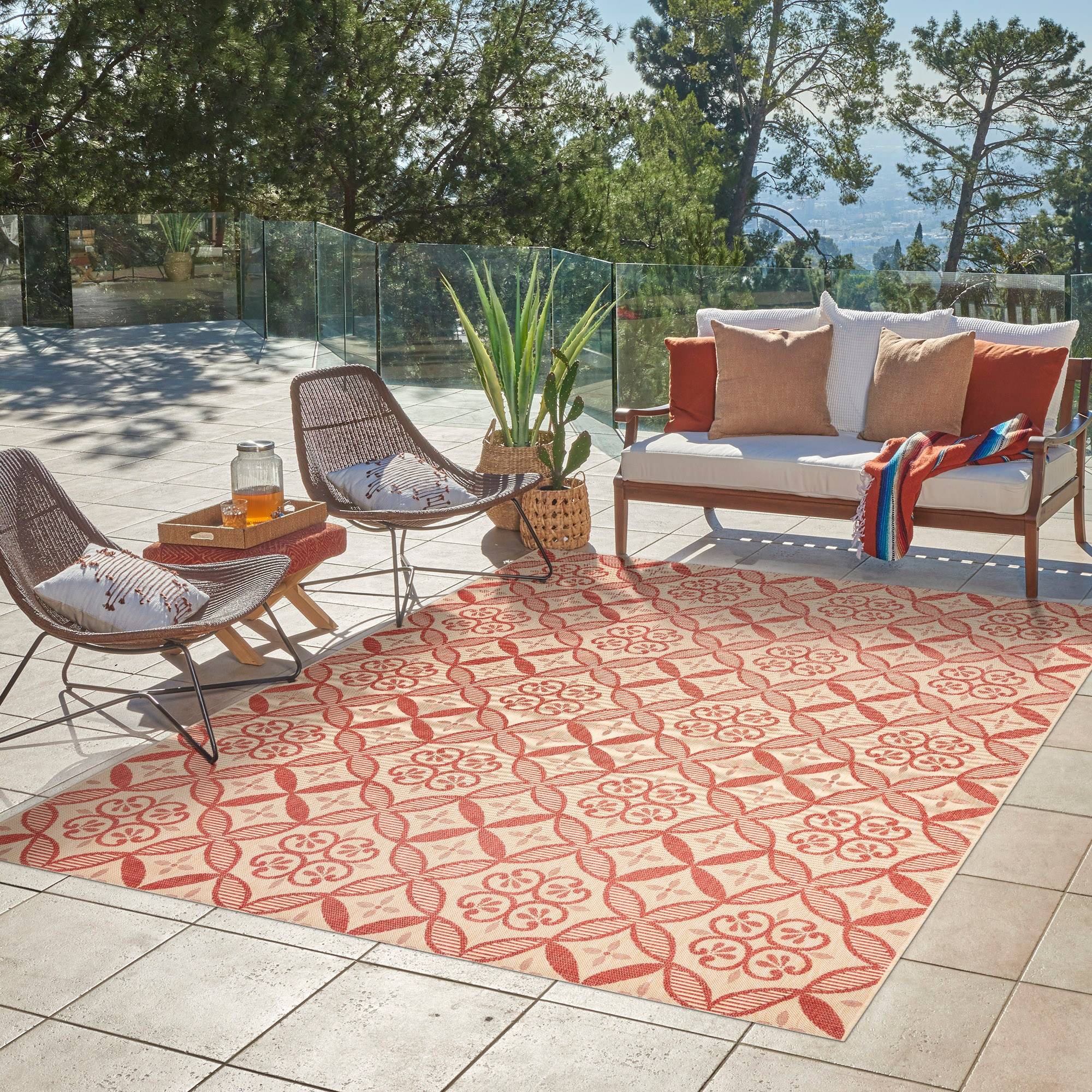 Gertmenian Paseo 6 x 9 Rectangular Area Rug Red, Beige