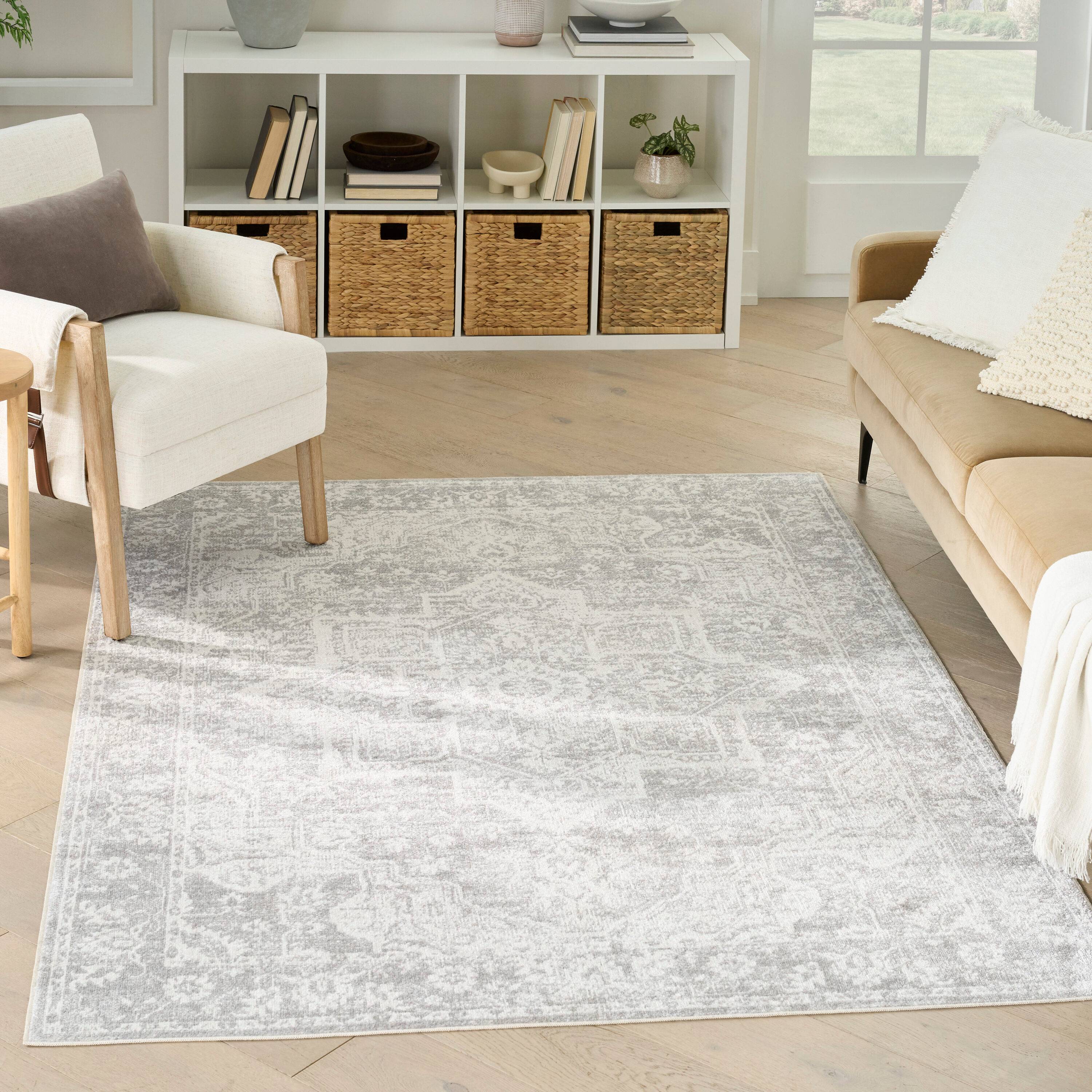 Nourison Astra Machine Washable 5 3 x 7 Rectangular Indoor Rug Gray