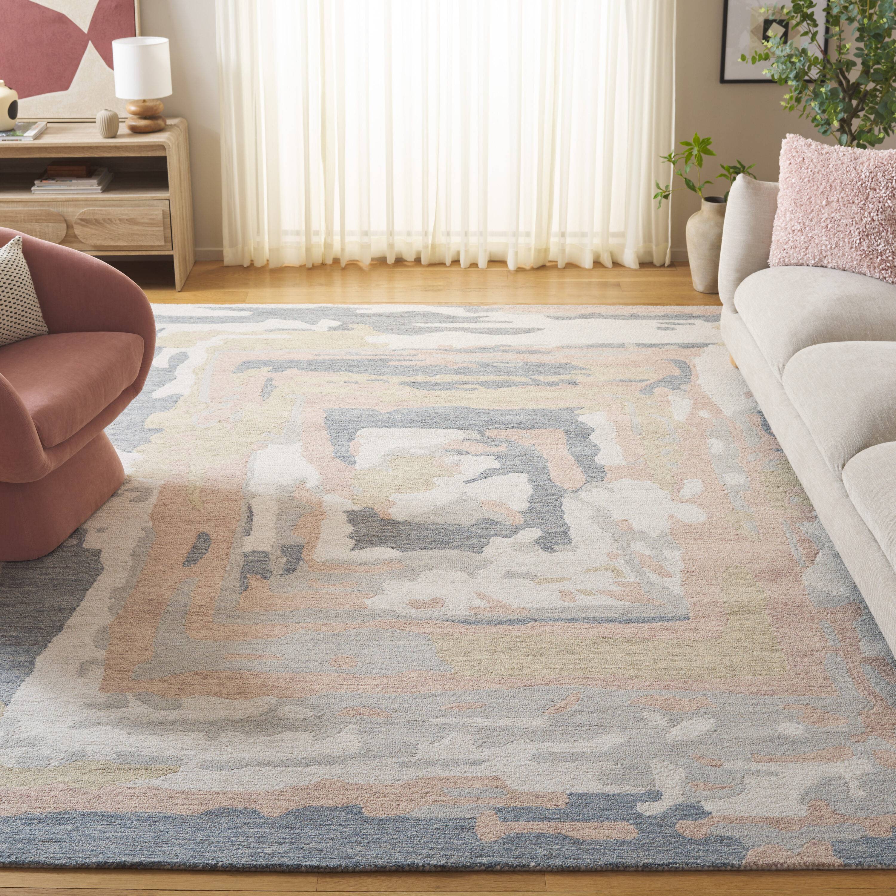 Safavieh Ebony Jobeth Abstract Rectangle Rug 6ft x 9ft Gray