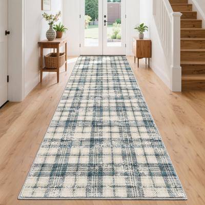 Garvee Farmhouse Geometric Tartan Area Rug