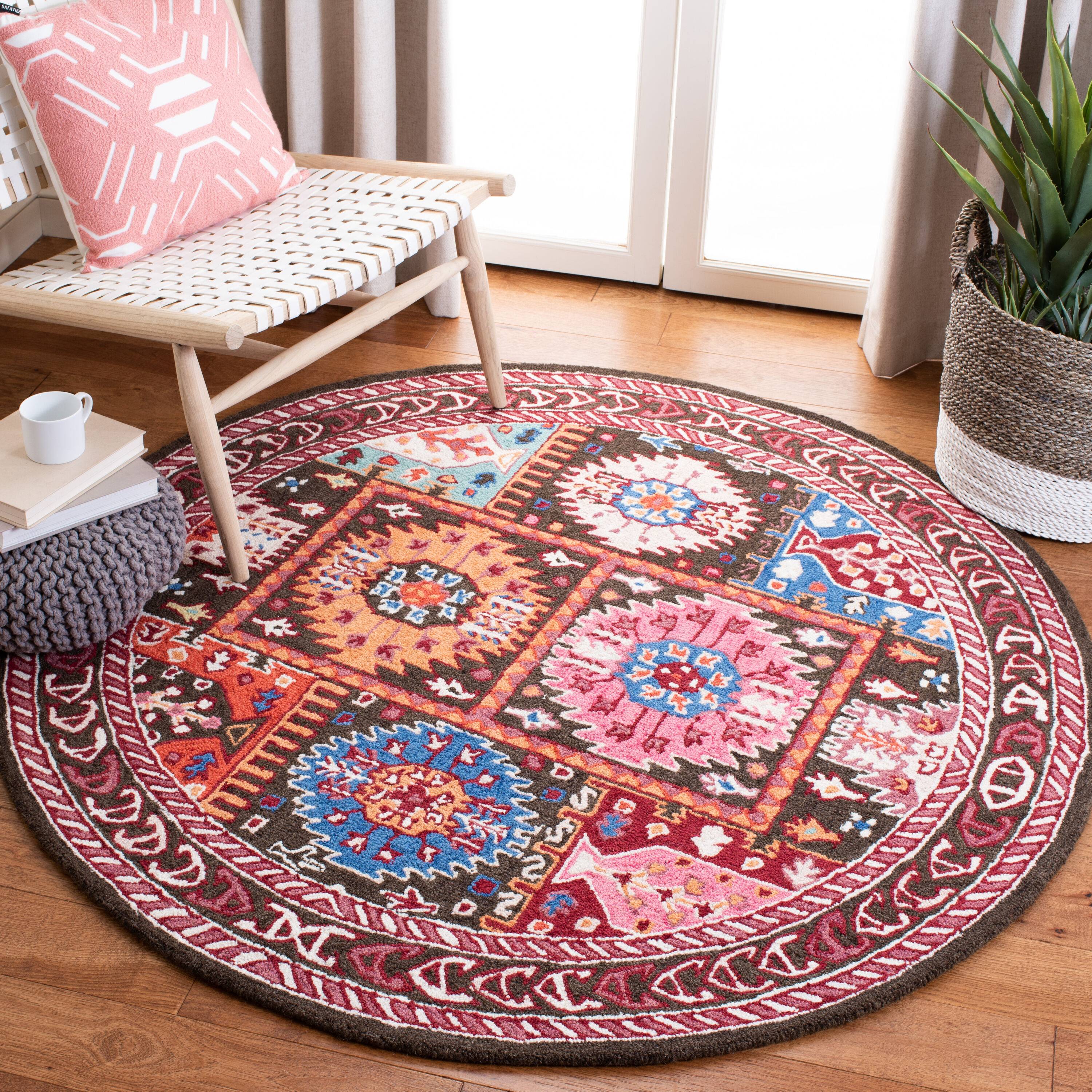 Safavieh Bellagio 607 Rust Abstract Round Rug Brown