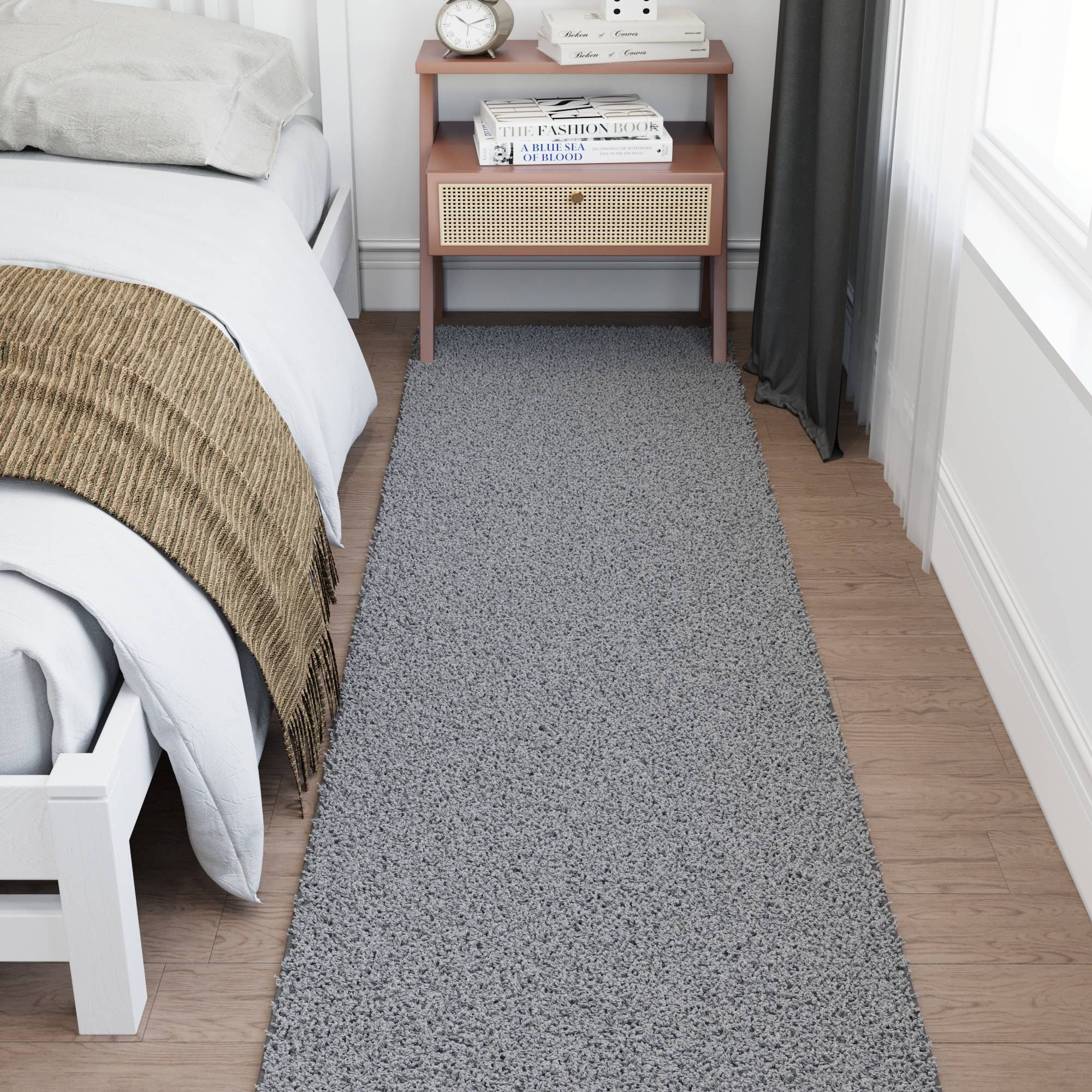 Non-Slip Shag Runner Rug 2 x 7 Gray