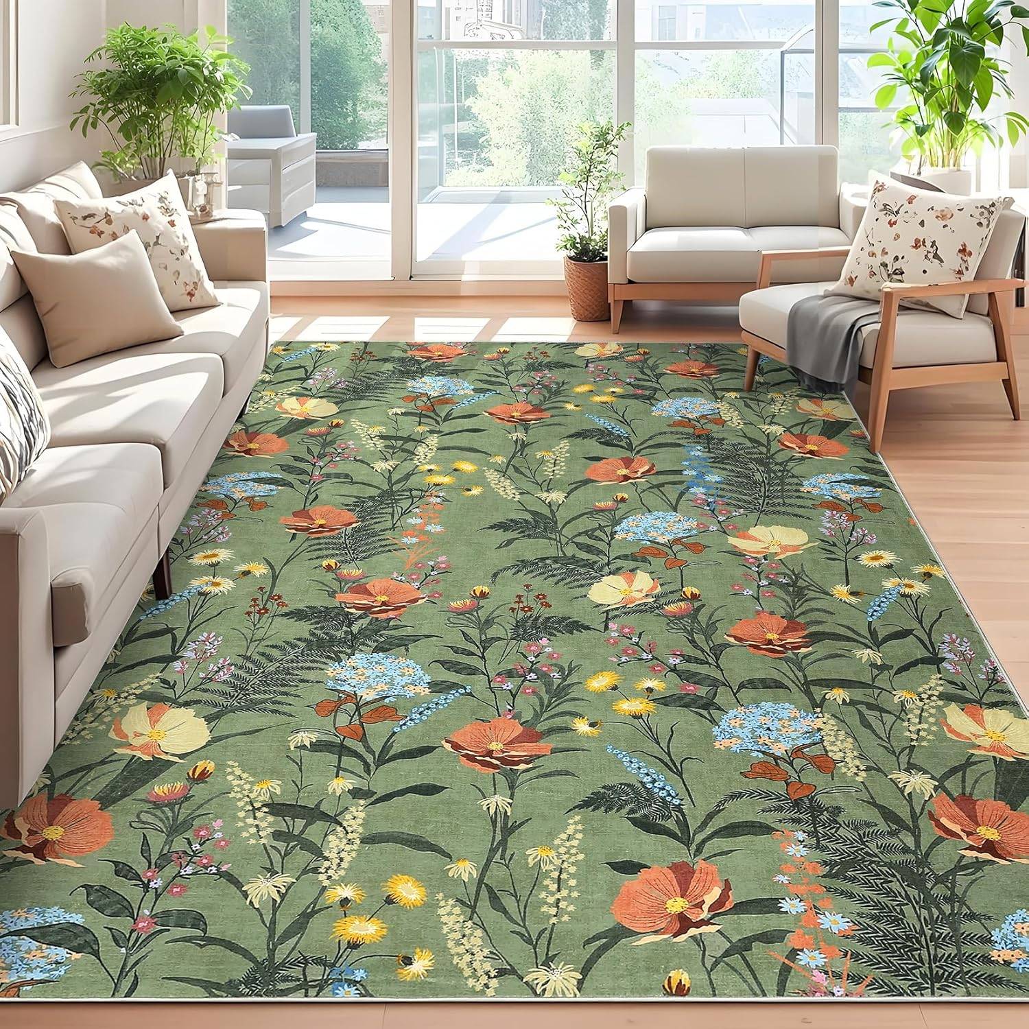 Machine washable area rugs Garvee 8x10 Machine Washable Area Rug Green