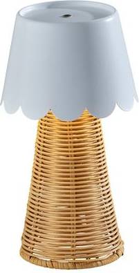 Adesso Tory LED Cordless White Rattan Table Lamp