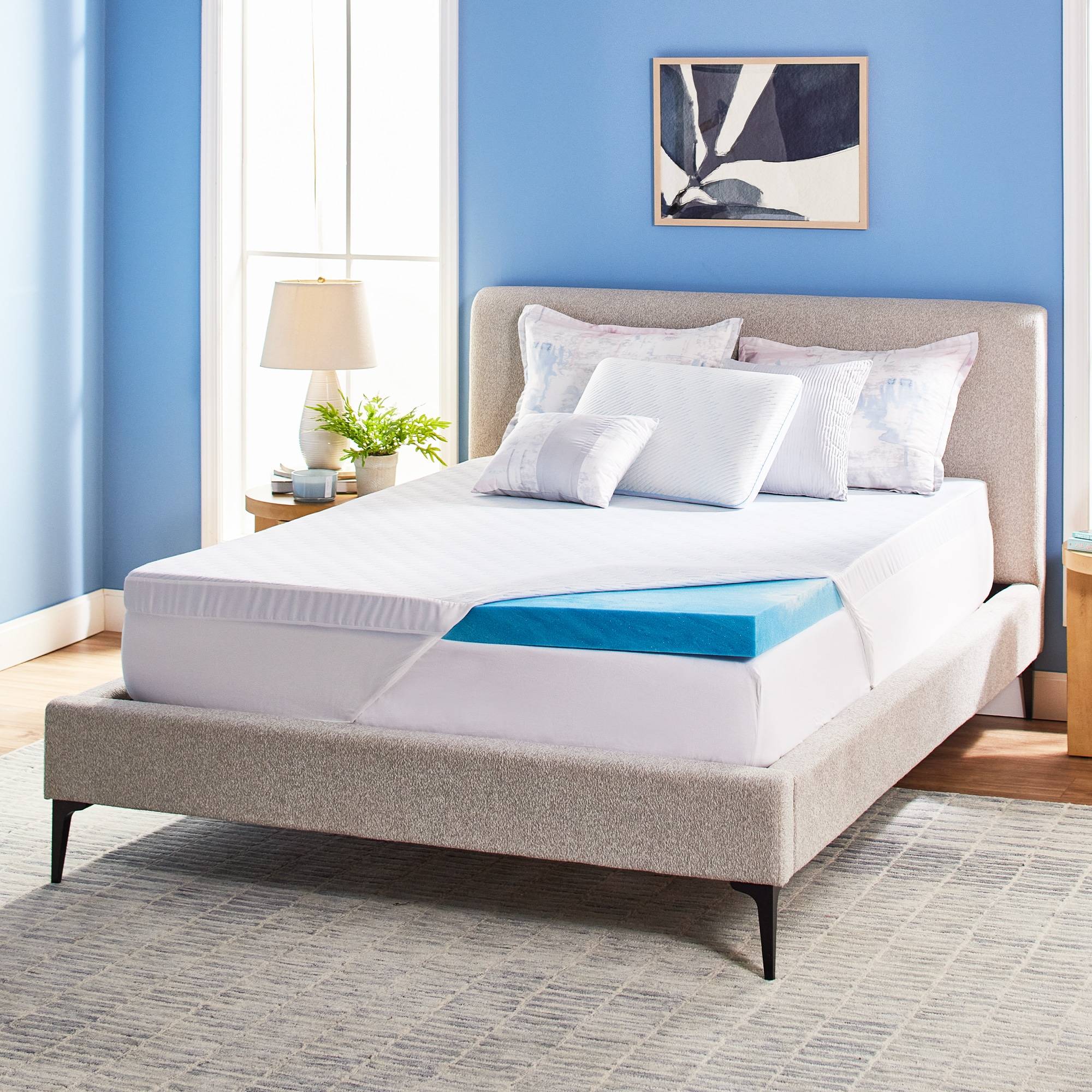 Mattress topper queen Serta 3 In Soothing Cool Memory Foam Topper Blue