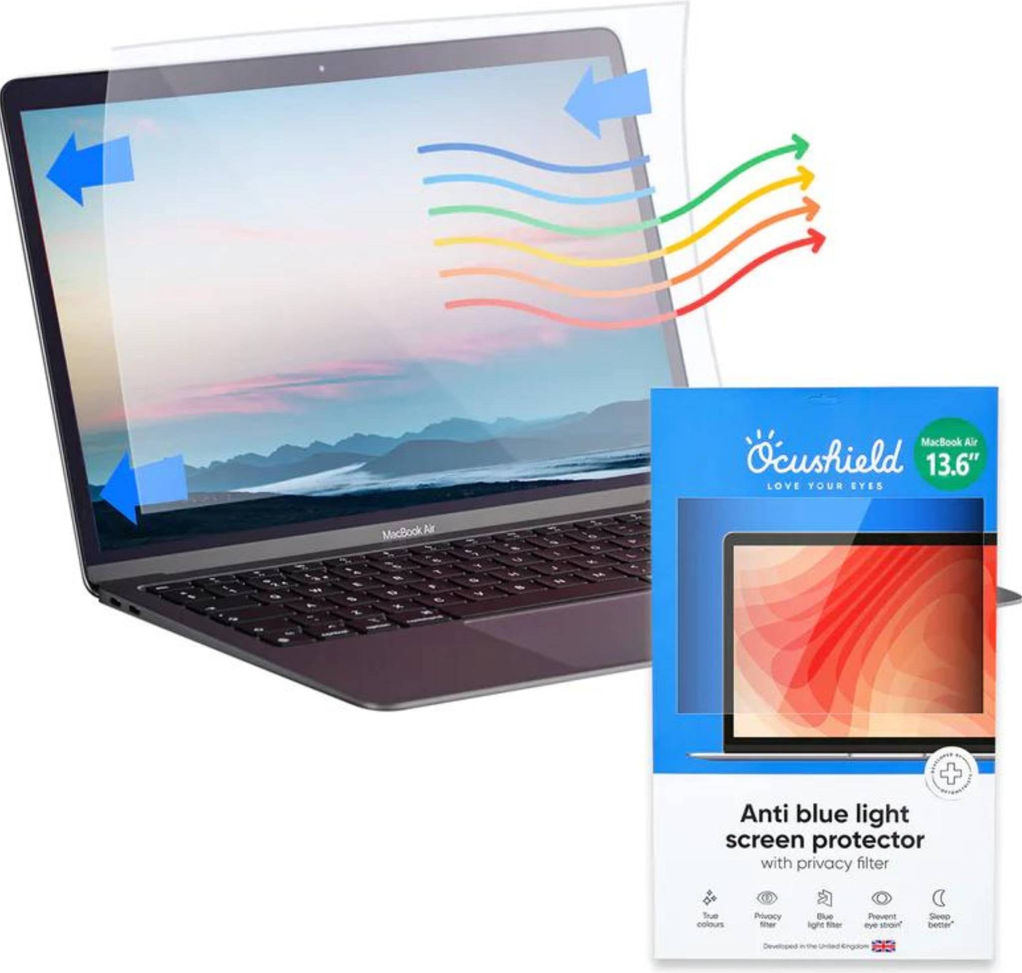 Blue light screen protector Ocushield Blue Light Screen Protector MacBook Air Pro