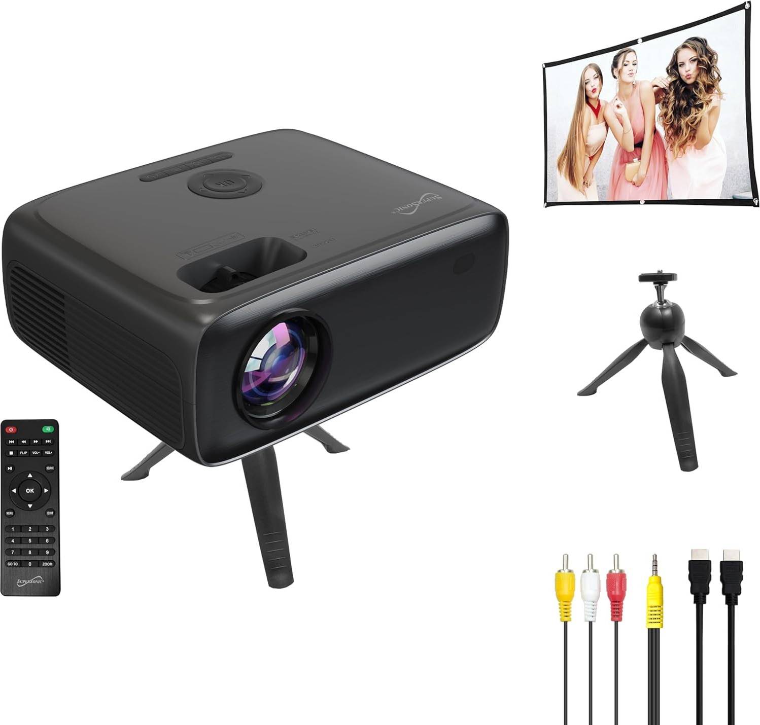 Projectors & screen SUPERSONIC SC-282P LED Projector Theater Bundle