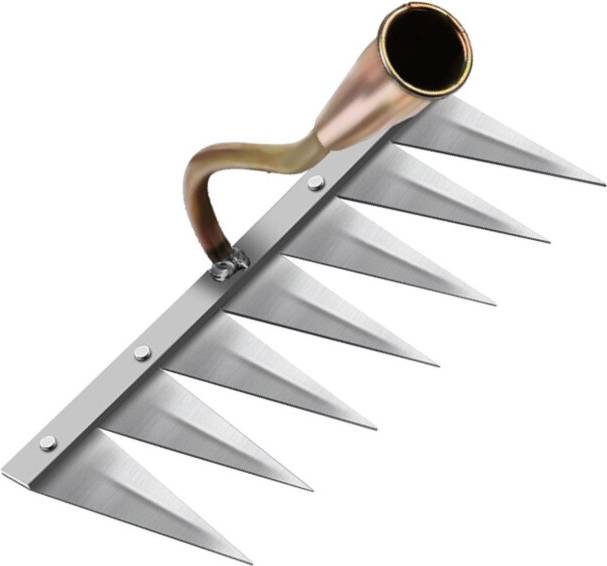 Sturdy Metal Garden Rake Head - Copper Attachment