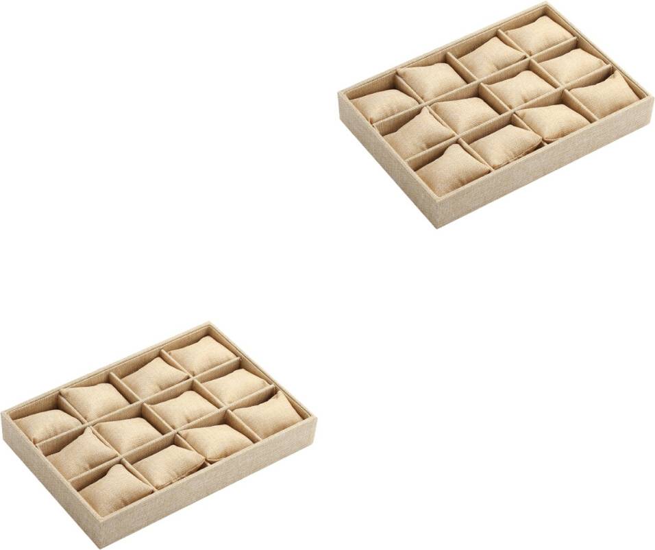 Ohphcall 2Pcs Light Yellow Watch Storage Box