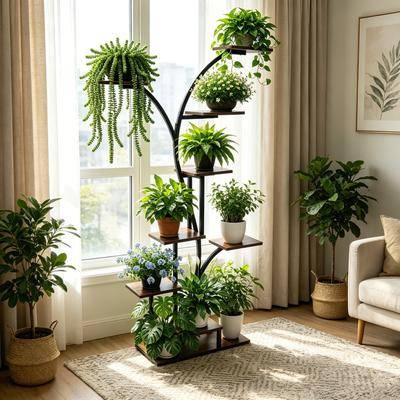 Industrial Tree-Shaped Plant Stand Display Rack