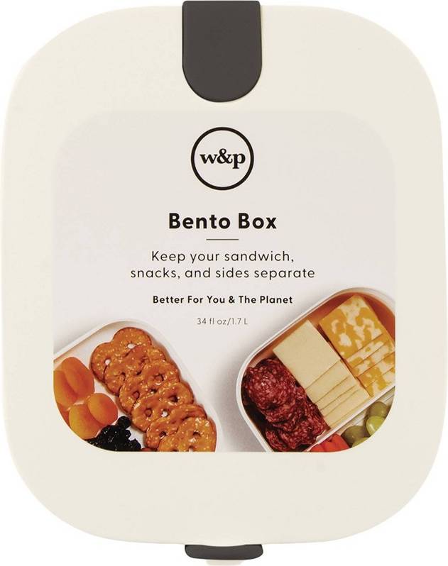 Reusable Modular Bento Lunch Box 3 Adjustable Compartments Cream